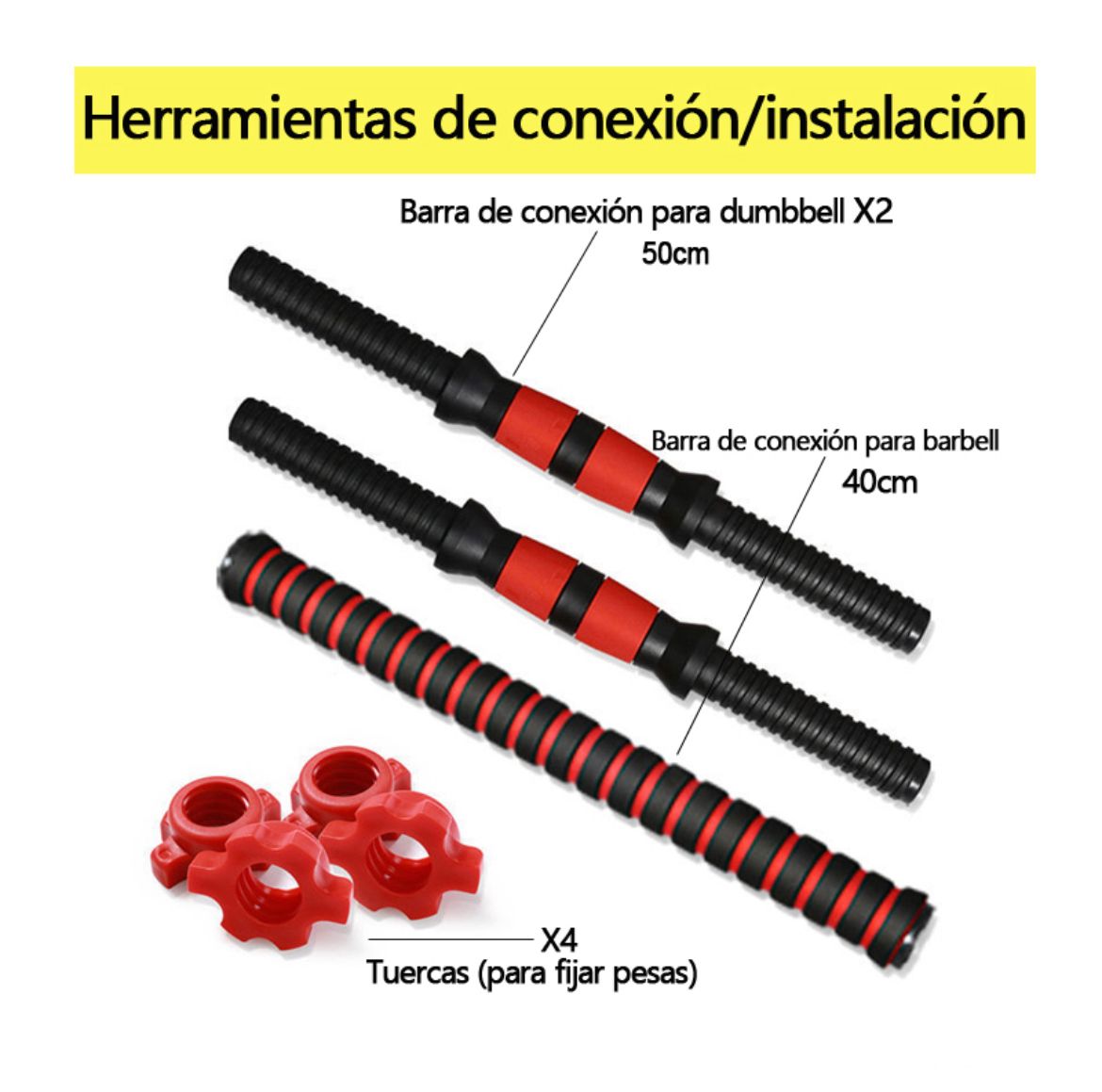 Set de mancuernas y Barra unibles 30kg