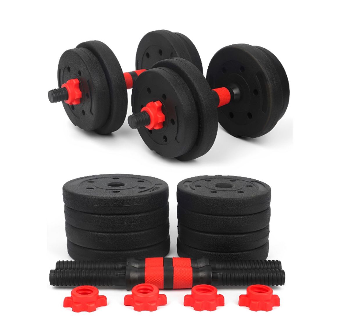 Set de mancuernas y Barra unibles 30kg