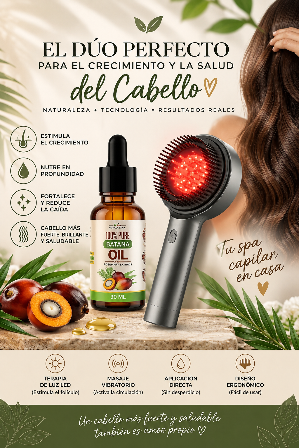 Aceite Batana+Cepillo Terapia Luz